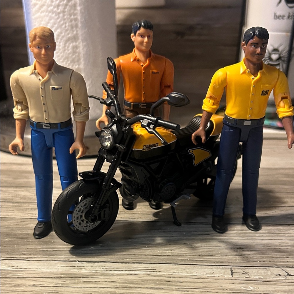 Yellow and Black Toy Motorcycle with Figures